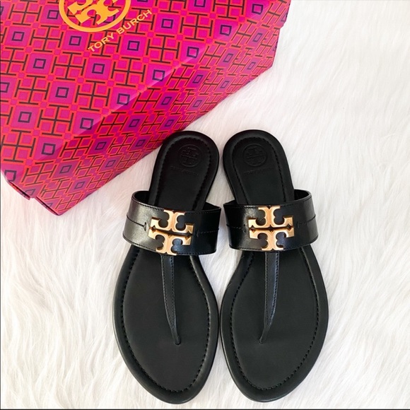 NEW TORY BURCH Everly Backless Thong Sandals BLACK - Picture 6 of 7
